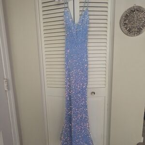 Sparkling Light Blue Sequin Gown